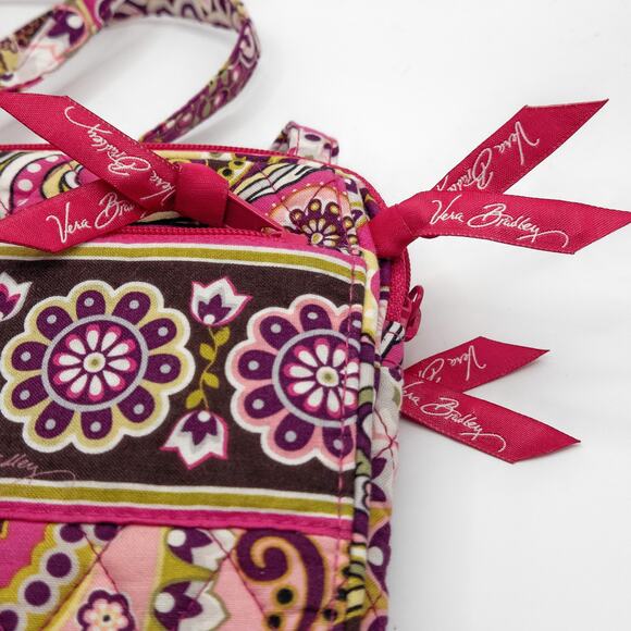 Vera Bradley Pink Quilted Crossbody Floral Paisley Print Adjustable Strap - Picture 3 of 9